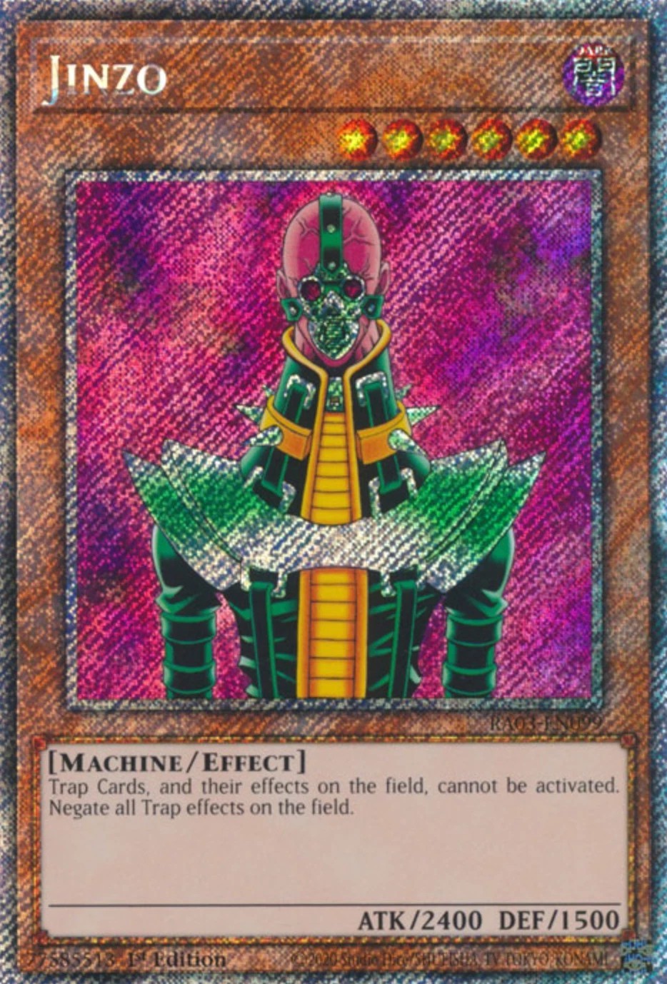 1X NM Jinzo - RA03-EN099 - Platinum Secret Rare 1st Edition