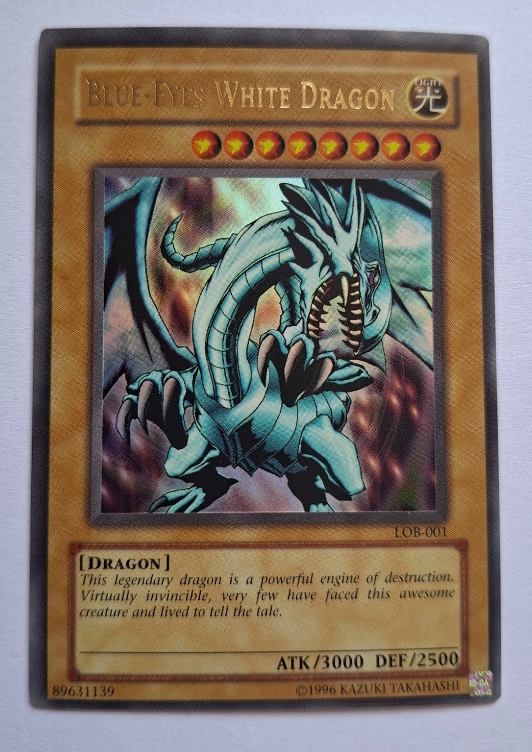 Yugioh Blue-Eyes White Dragon LOB-001 Ultra Rare Original Print 2002
