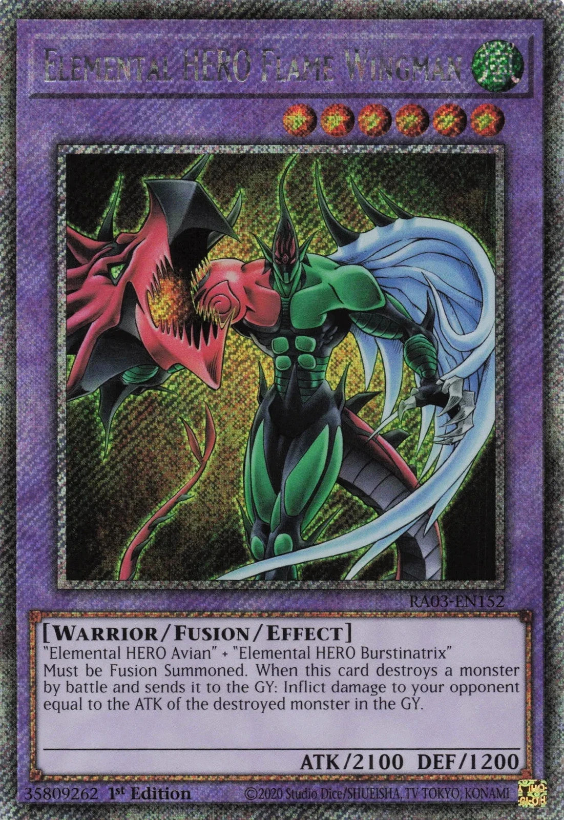 Yugioh Elemental HERO Flame Wingman RA03-EN152 - Platinum Secret Rare