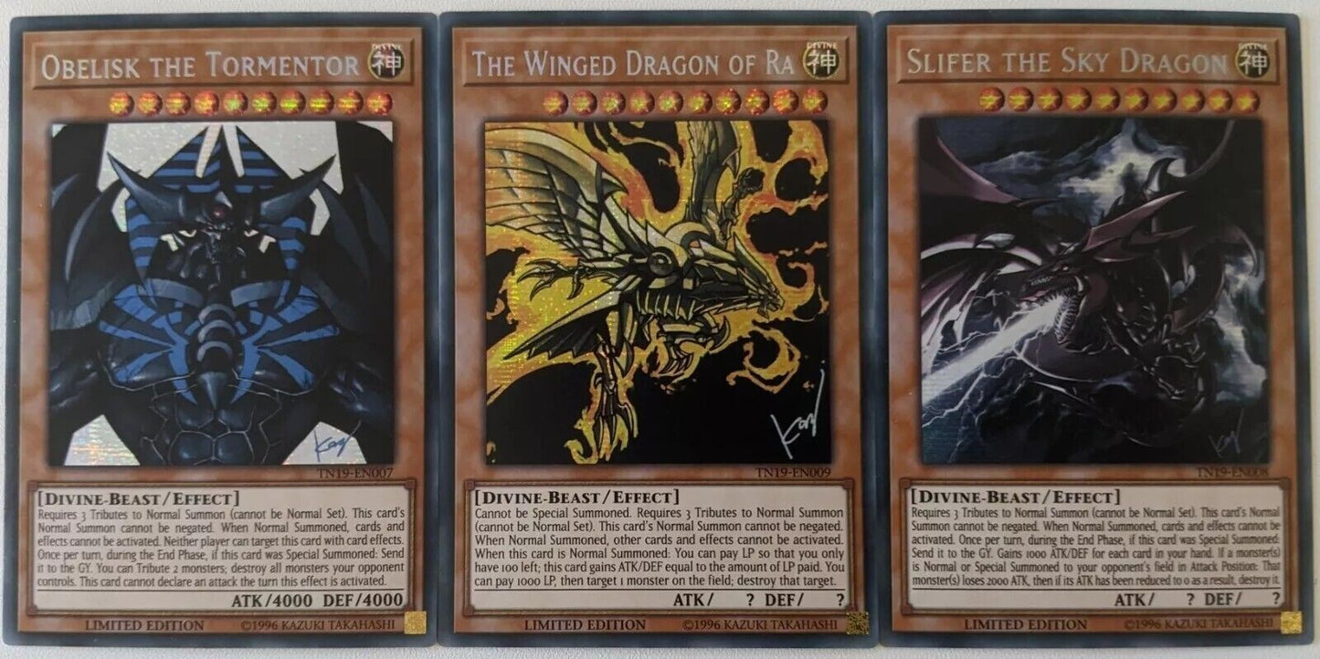 YuGiOh TCG | 3 Card Egyptian God Card Set | TN19 | Prismatic Secret Rare | NM