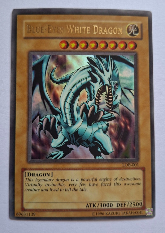 Yugioh Blue-Eyes White Dragon LOB-001 Ultra Rare Original Print 2002