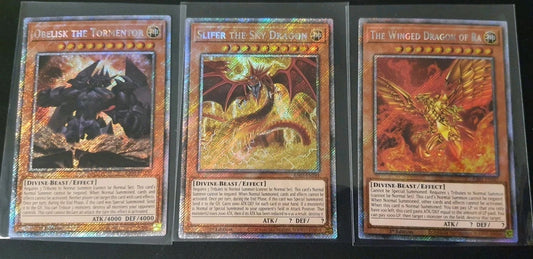 Egyptian God Cards Set Obelisk Slifer Winged Ra NM YuGiOh RA03 Platinum Secret